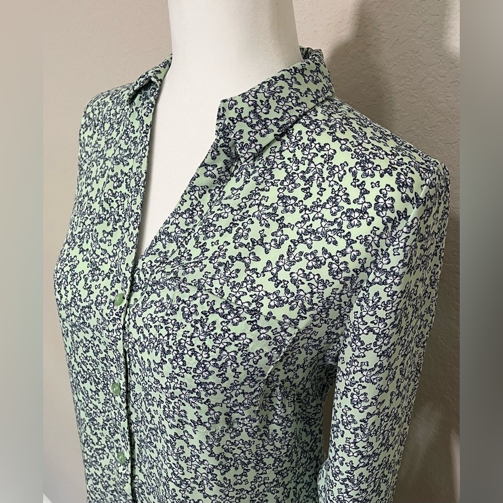The Limited Mint Green Butterfly Print Button Down Shirt Size S